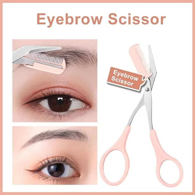 Eyebrow Grooming Kit With Curved Razor Scissors And Comb for Easy Care