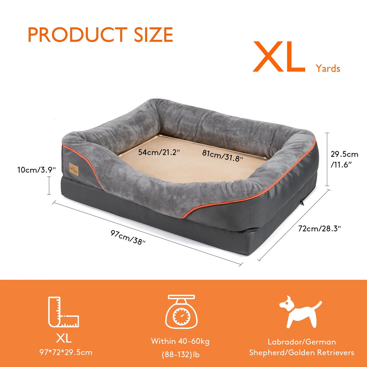 Bingopaw Large Dog Bed Soft Fleece Removable Wash Cover