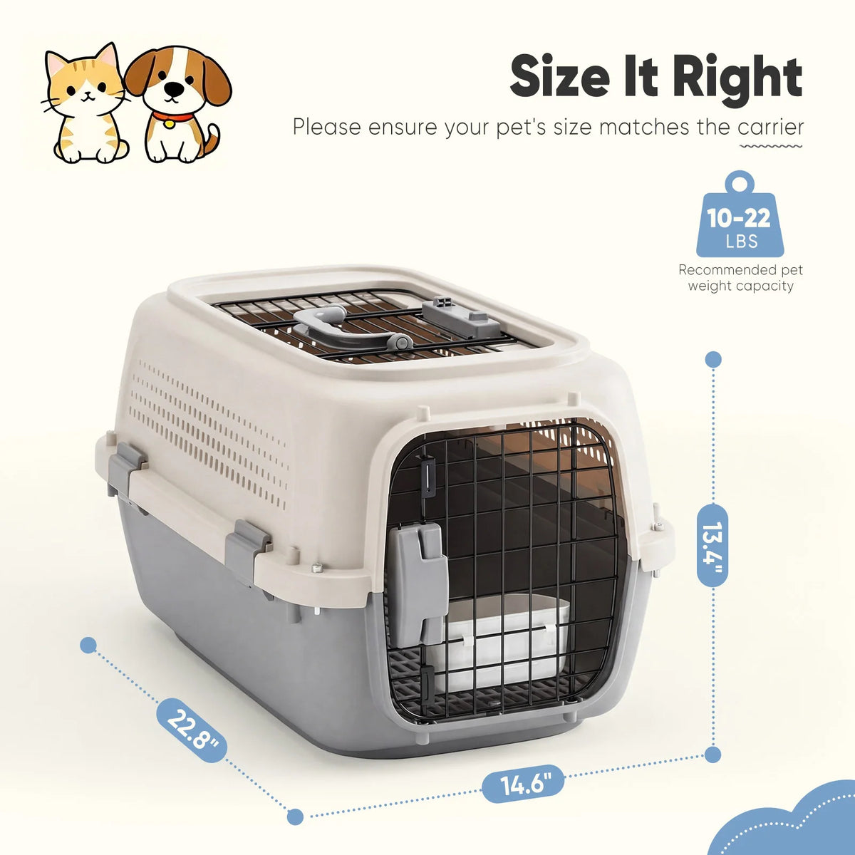 Durable Small Pet Carrier Featuring Dual Access Doors And Locks