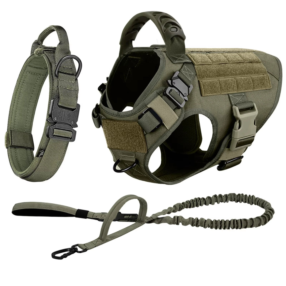 Adjustable Tactical Dog Harness And Leash Set For Medium Dogs