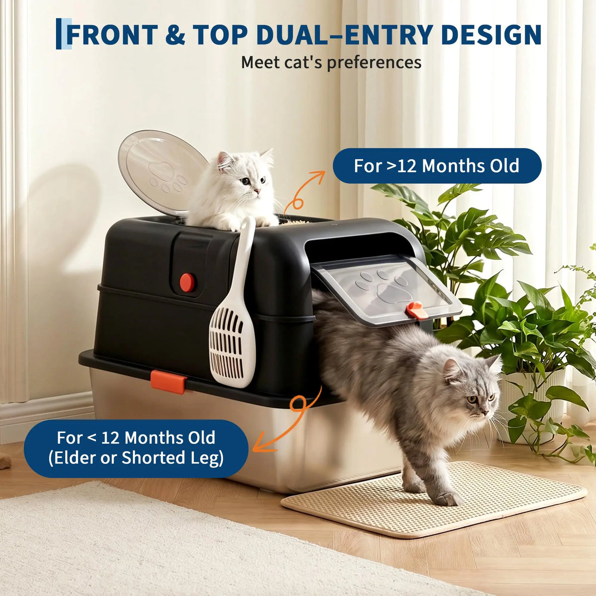 Studyset Enclosed Stainless Steel Cat Litter Box With Lid And Scoop