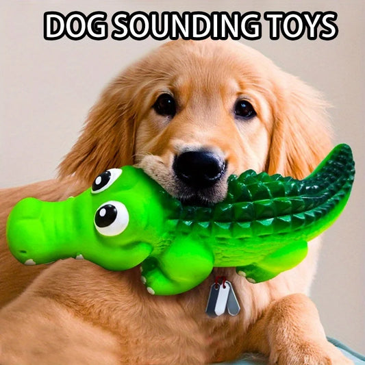 Durable Rubber Crocodile Squeaking Dog Toy For Interactive Play