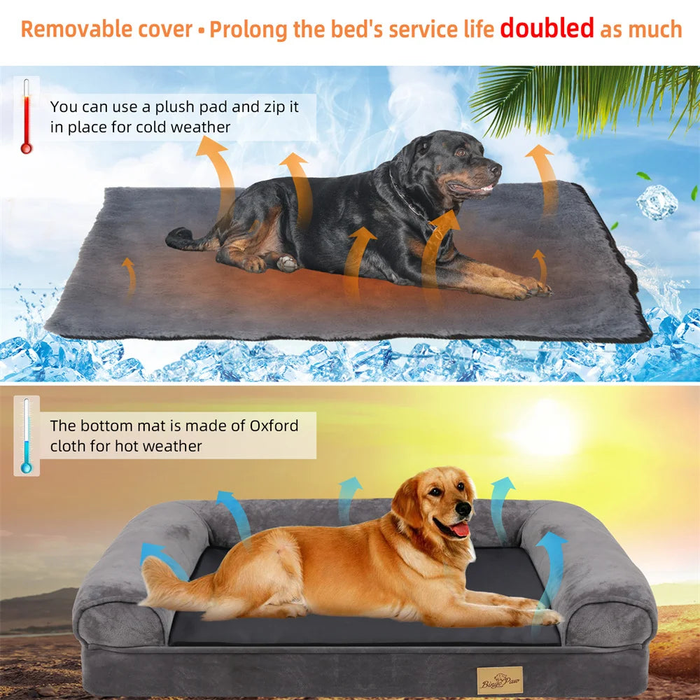 Borwart Orthopedic Dog Bed With Memory Foam Waterproof Removable Cover