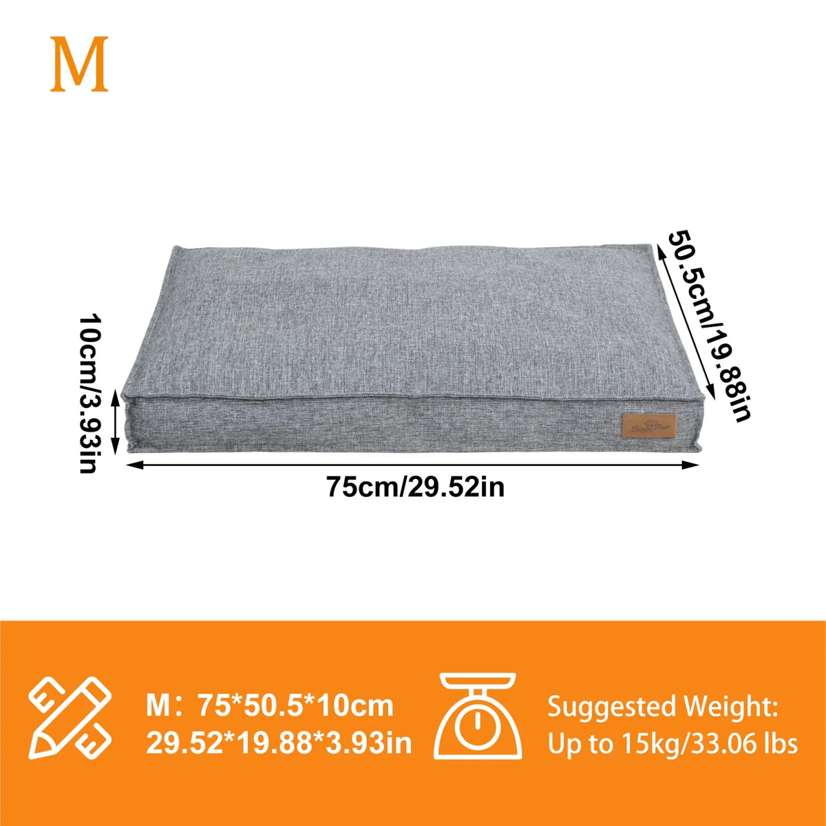 Bingopaw Waterproof Cotton Dog Bed With Rectangular Foam Base