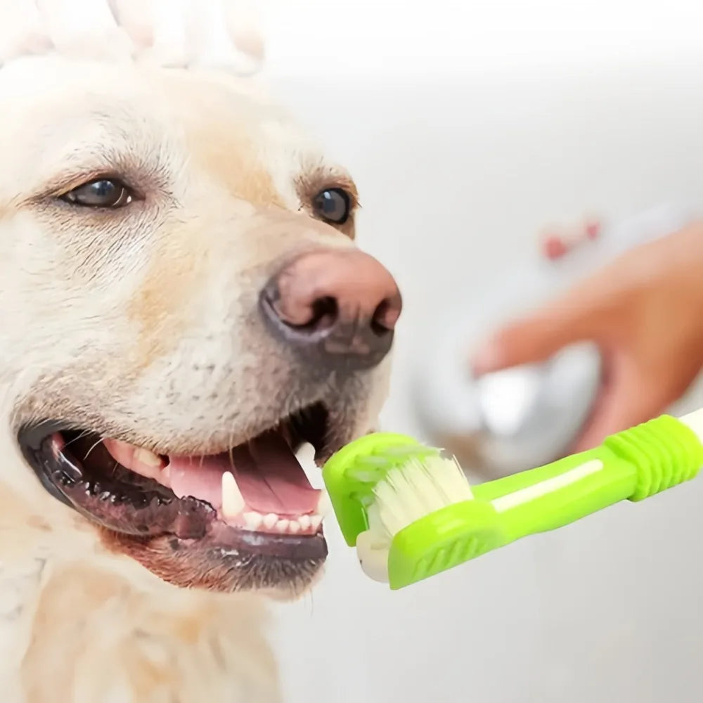 Triple Sided Pet Toothbrush For Effective Oral And Dental Care