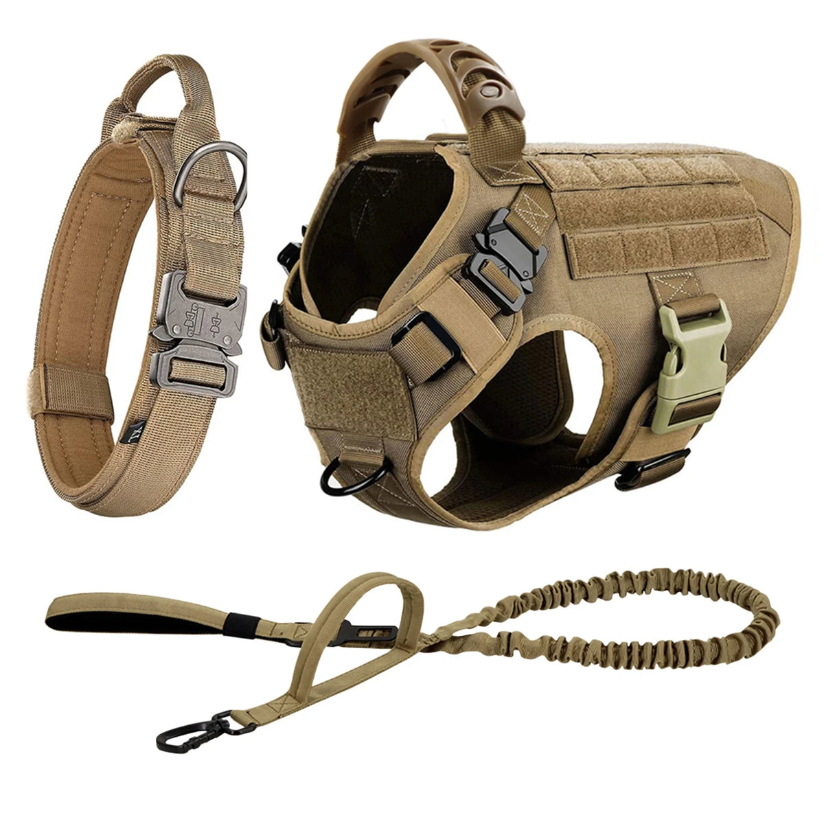 Adjustable Tactical Dog Harness And Leash Set For Medium Dogs