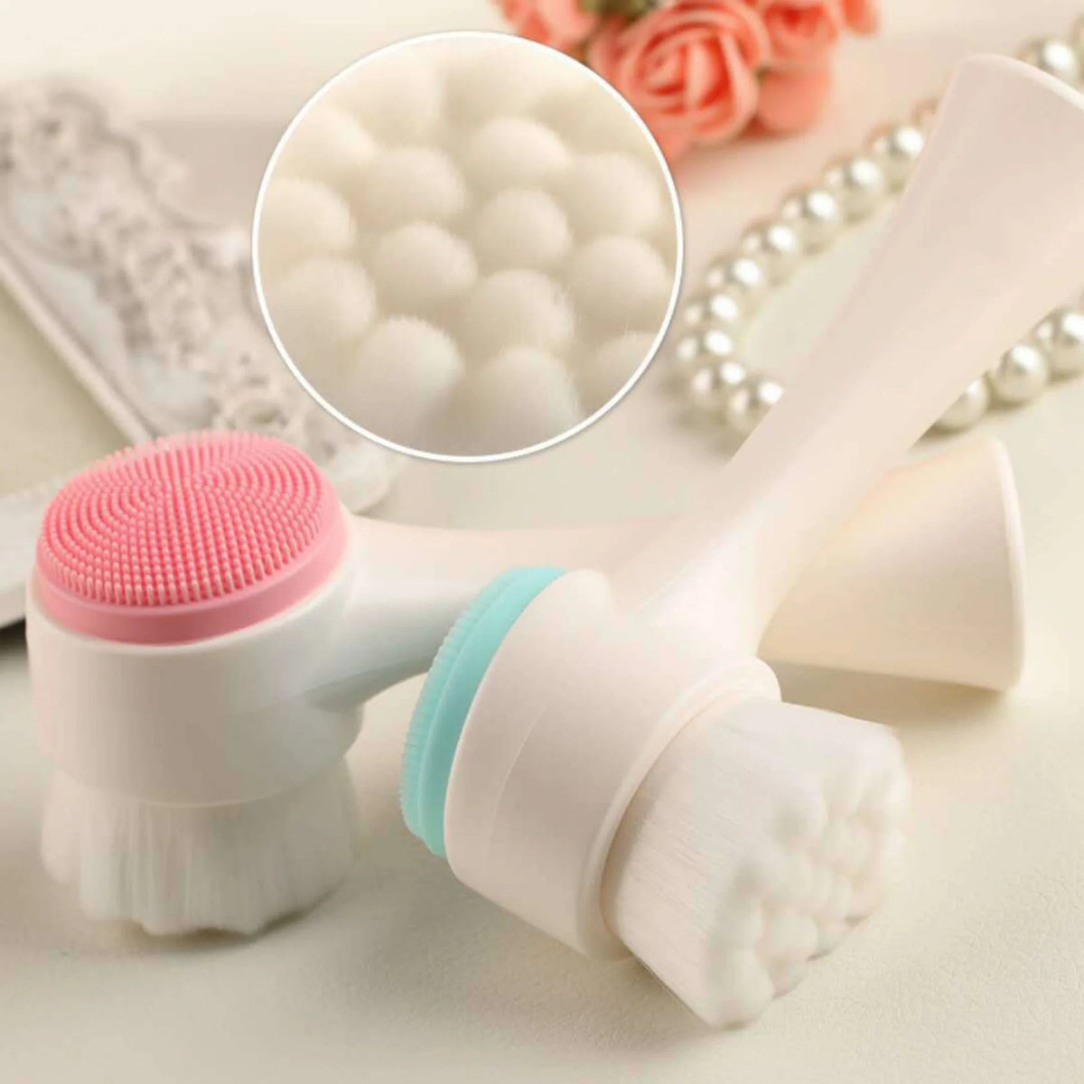 Double Sided Silicone Facial Cleansing Brush Pore Exfoliator