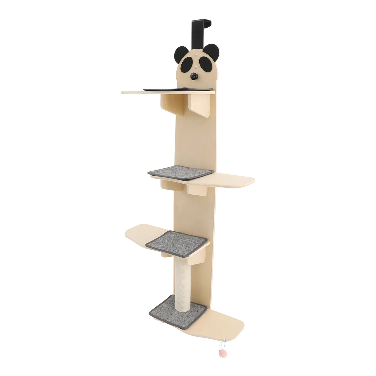 Solid Wood Panda Cat Door Hanger Four Tier Climbing Toy
