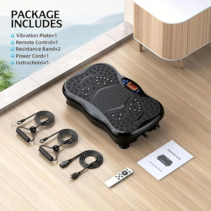 BZEQ Compact Vibration Platform With Resistance Bands Workout