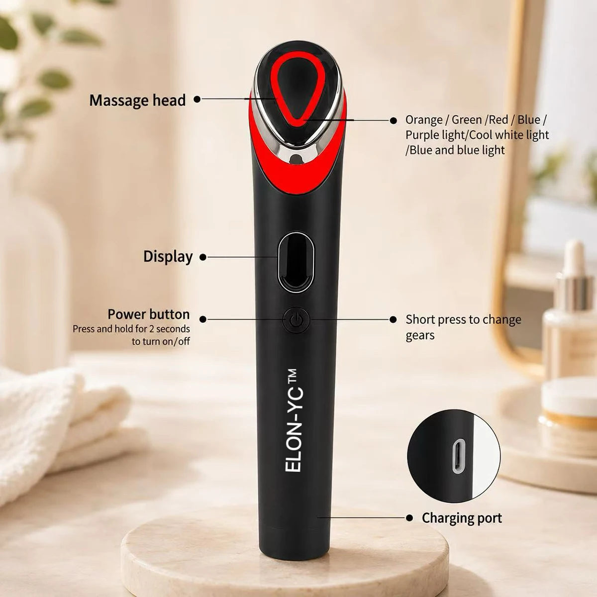 LED EMS Face Massager Microcurrent Lifting Beauty Device