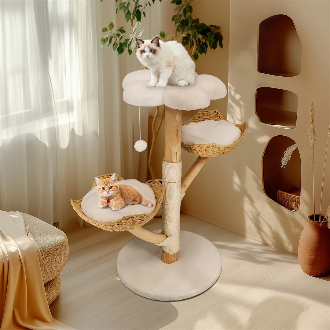 BingoPaw Modern Four Tier Cat Climbing Tree With Plush And Sisal