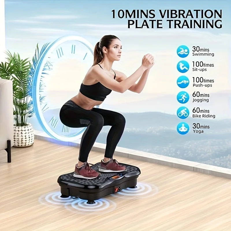 BZEQ Compact Vibration Platform With Resistance Bands Workout