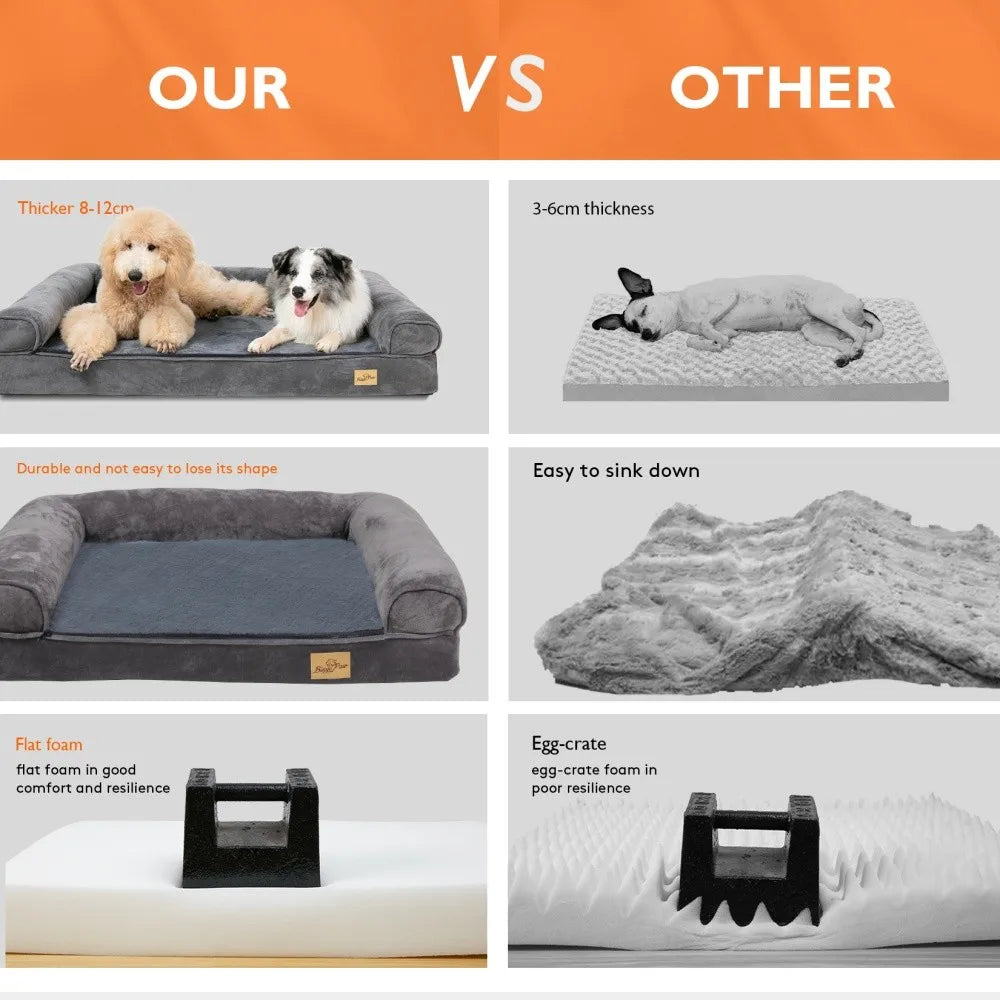 Borwart Orthopedic Dog Bed With Memory Foam Waterproof Removable Cover