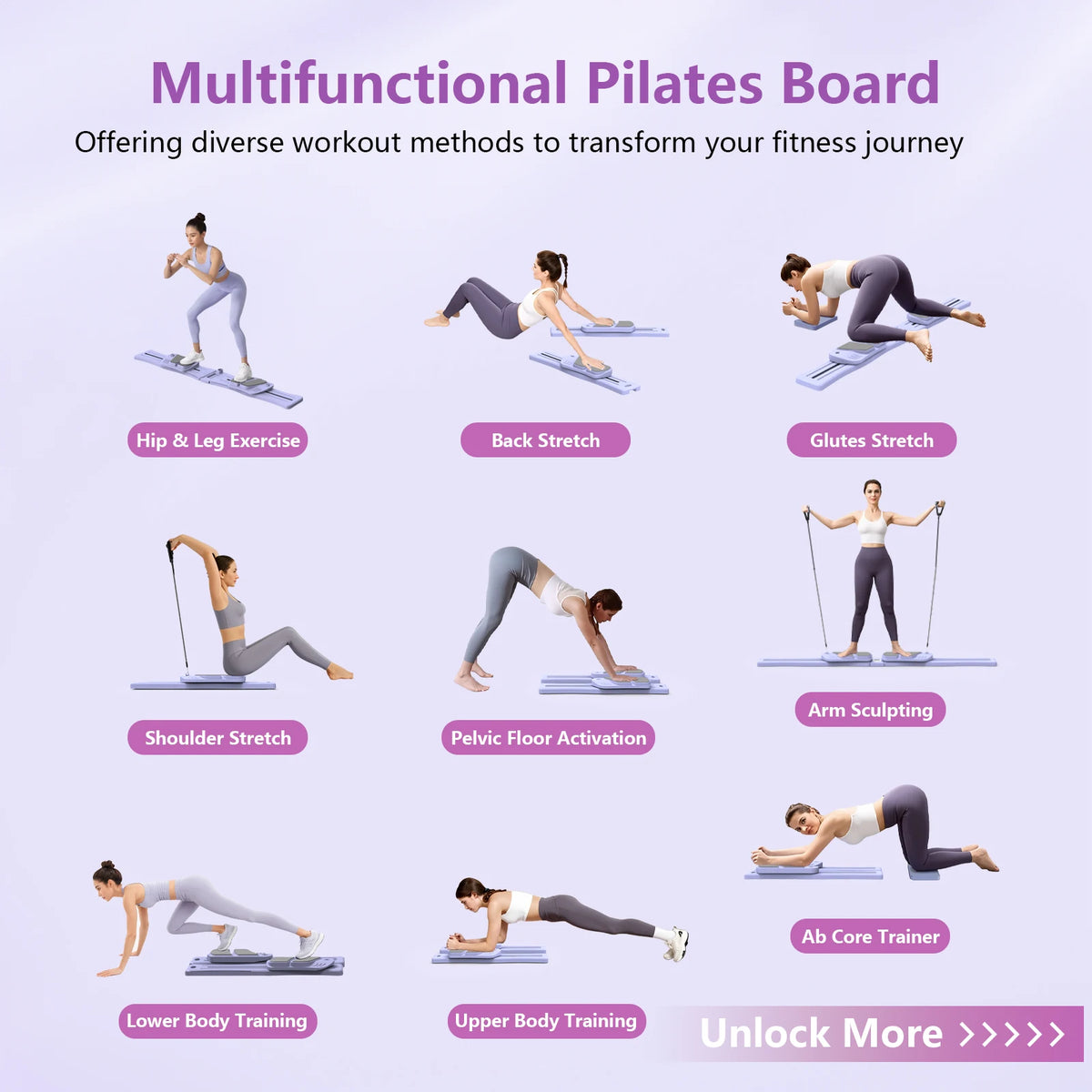 WSUEL Pilates Reformer Board For Full Body Home Workouts