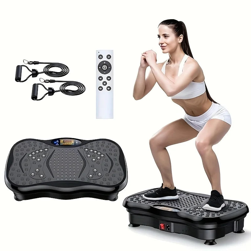 BZEQ Compact Vibration Platform With Resistance Bands Workout