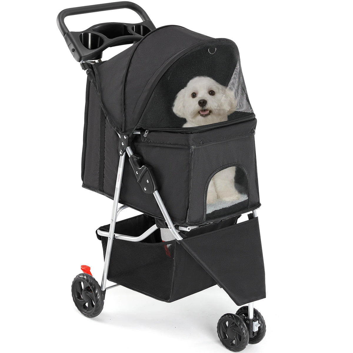 JHK Foldable Three Wheel Pet Stroller For Small Dogs Cats