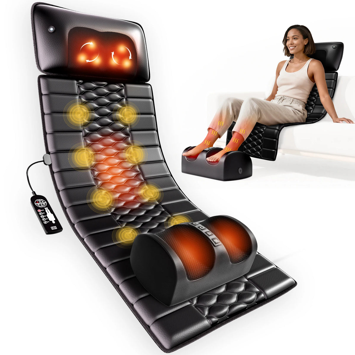 HOMEMASSA Shiatsu Full Body Massage Mat With Heat And Motors