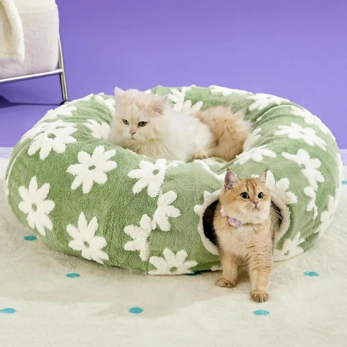 Plush Foldable Flower Tunnel Bed for Dachshunds and Small Dogs