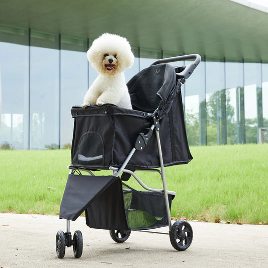 JHK Foldable Three Wheel Pet Stroller For Small Dogs Cats