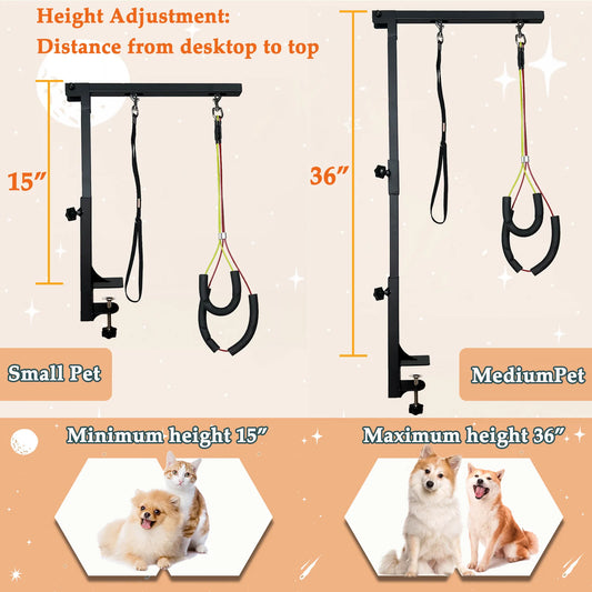 Adjustable Dog Grooming Table Arm With Haunch Holders For Small Medium Dogs Cats