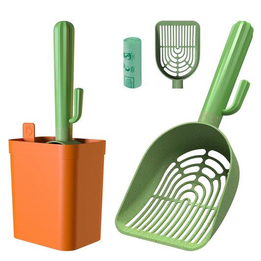 Cactus Cat Litter Scooper With Holder And Two Replaceable Scoops