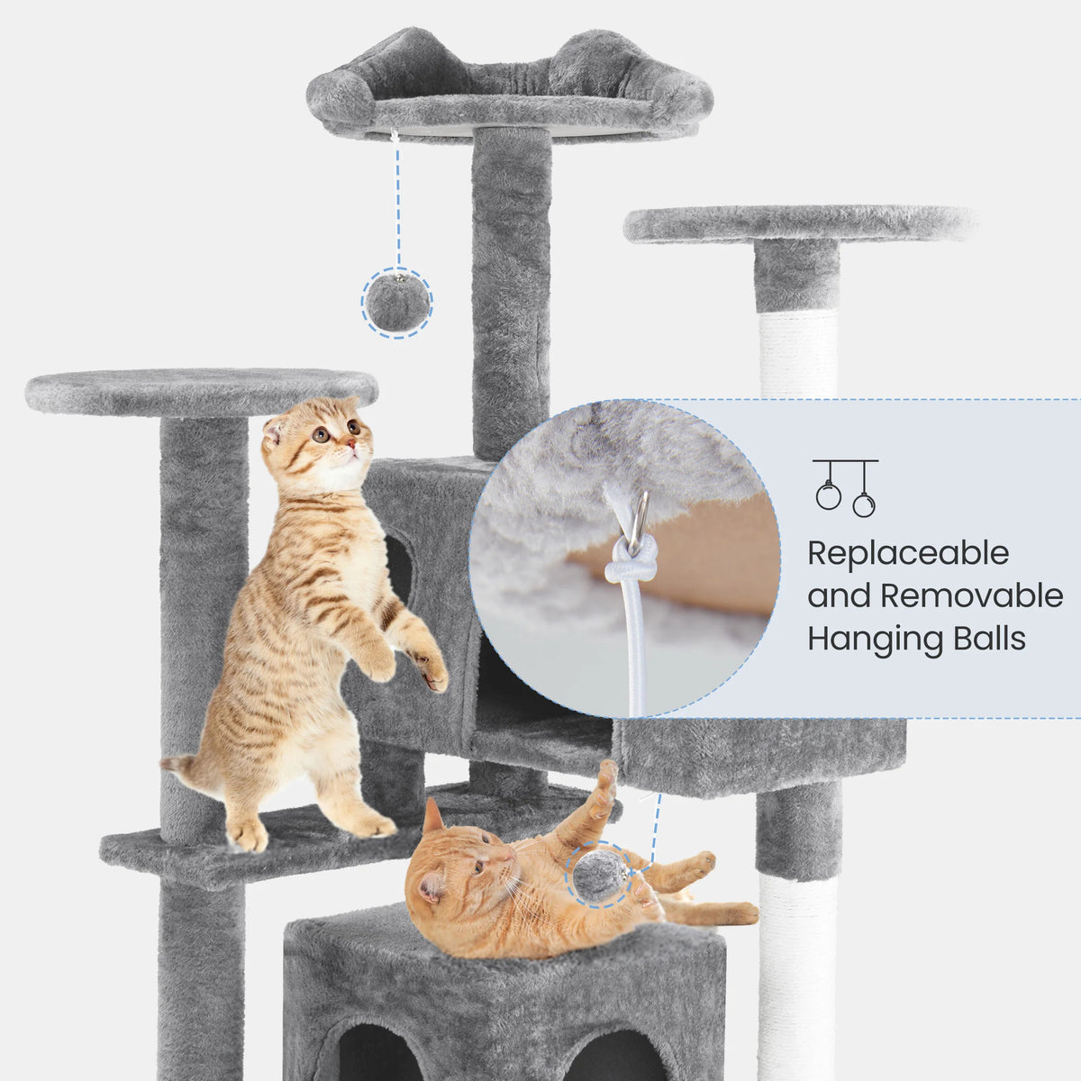 MCQ 54 Inch Indoor Five Tier Cat Tree With Sisal Posts