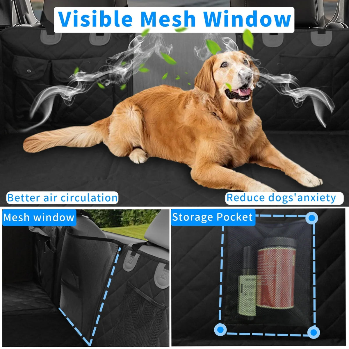 Bingopaw Waterproof Dog Car Seat Cover With Pockets And Hard Base