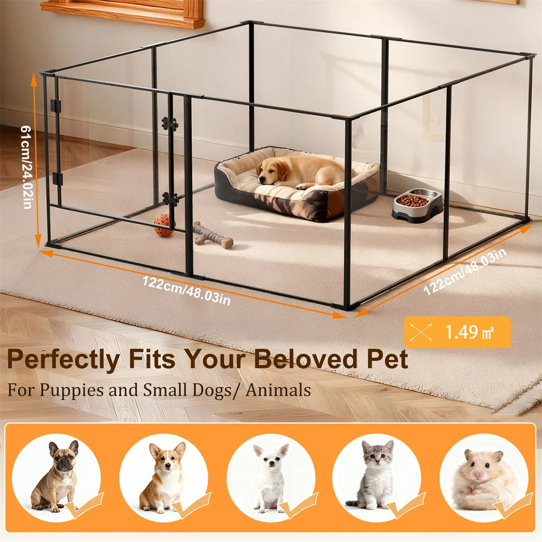 Bingopaw 8 Panel Clear Acrylic Dog Playpen Exercise Fence