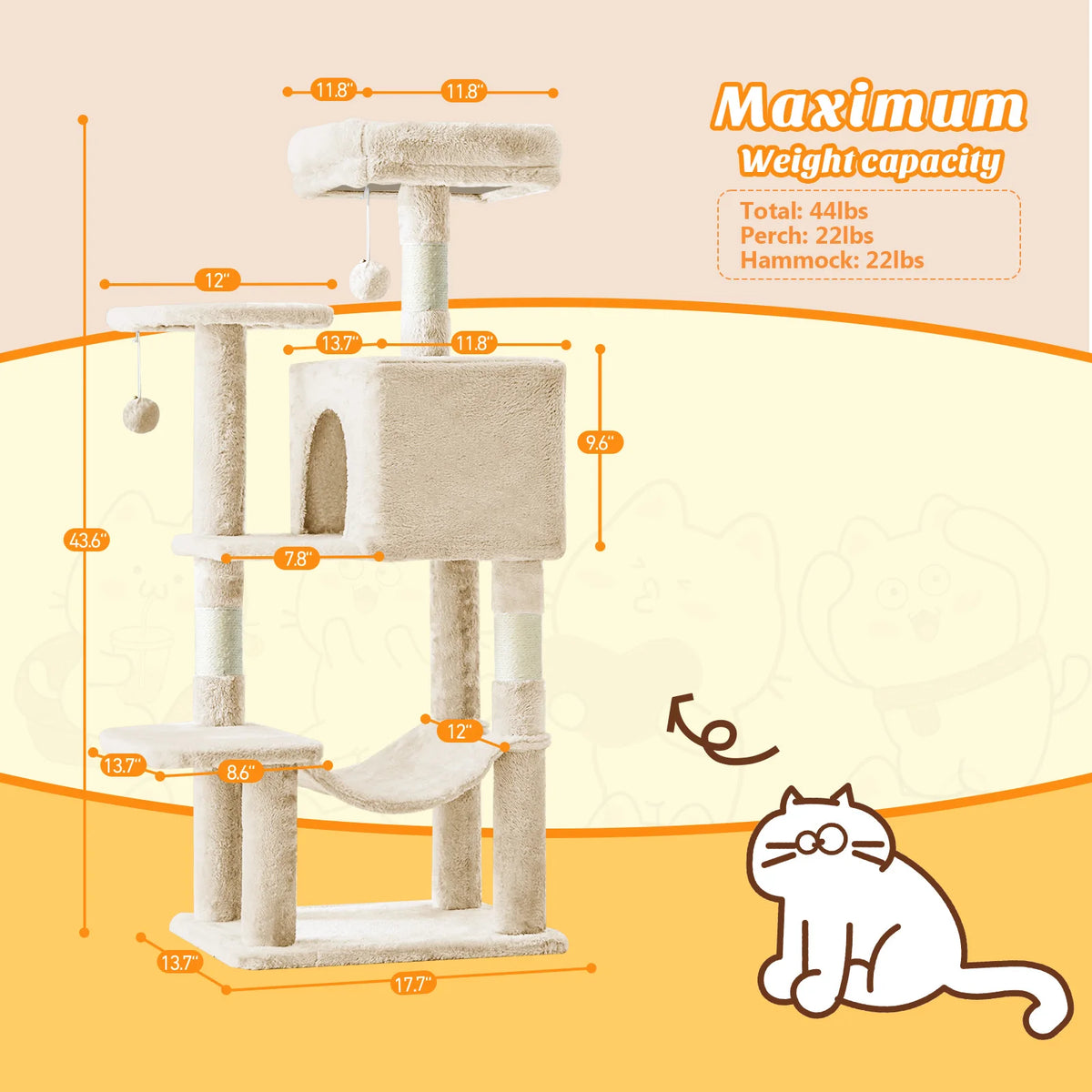 Mcq Grey Four Tier Cat Tree Tower With Sisal Posts
