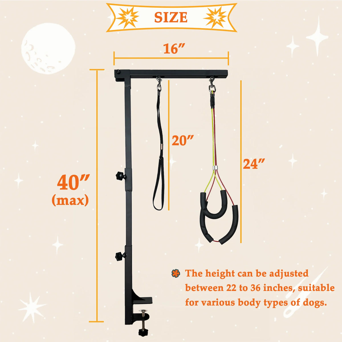 Adjustable Dog Grooming Table Arm With Haunch Holders For Small Medium Dogs Cats