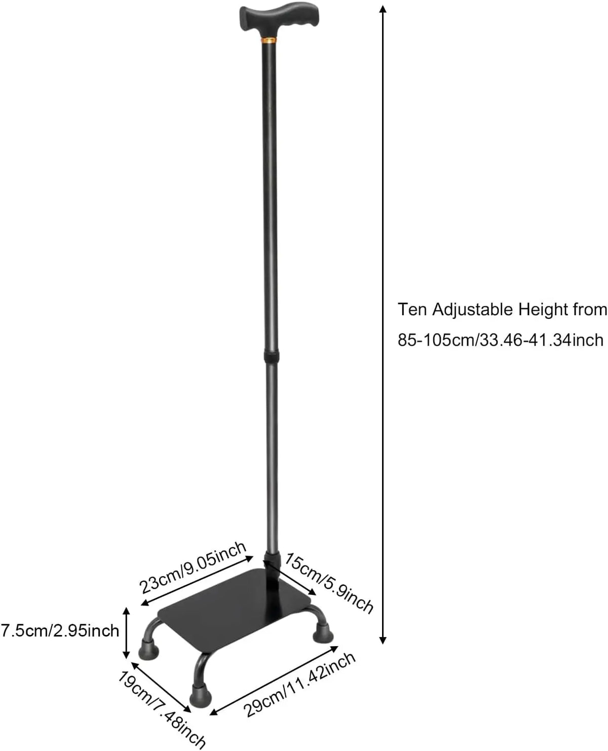Aluminum Stair Climbing Cane With Adjustable Height Design