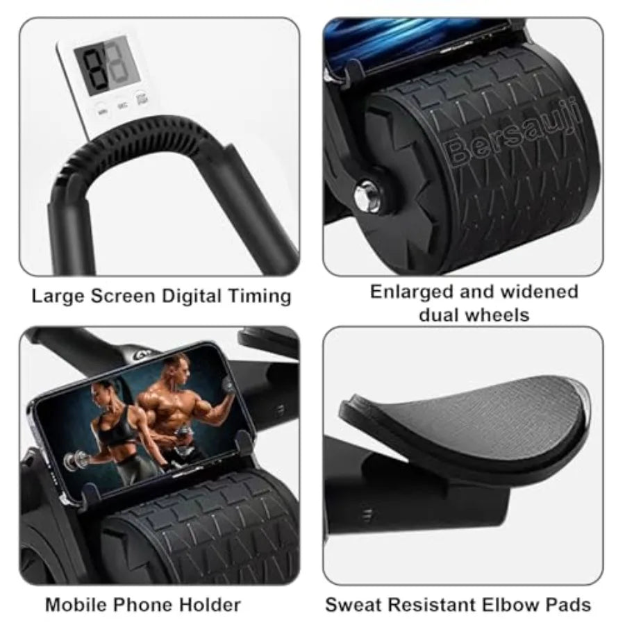 Upgraded Ab Roller Wheel With Knee Mat And Timer