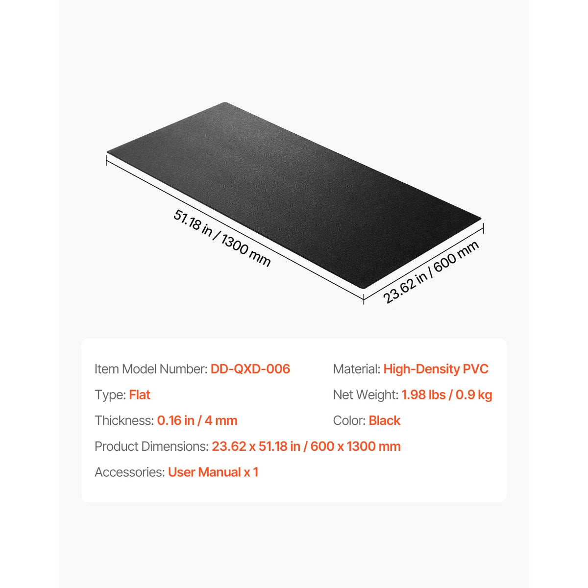 VEVOR Treadmill Mat Waterproof Non Slip Protective Floor Cover