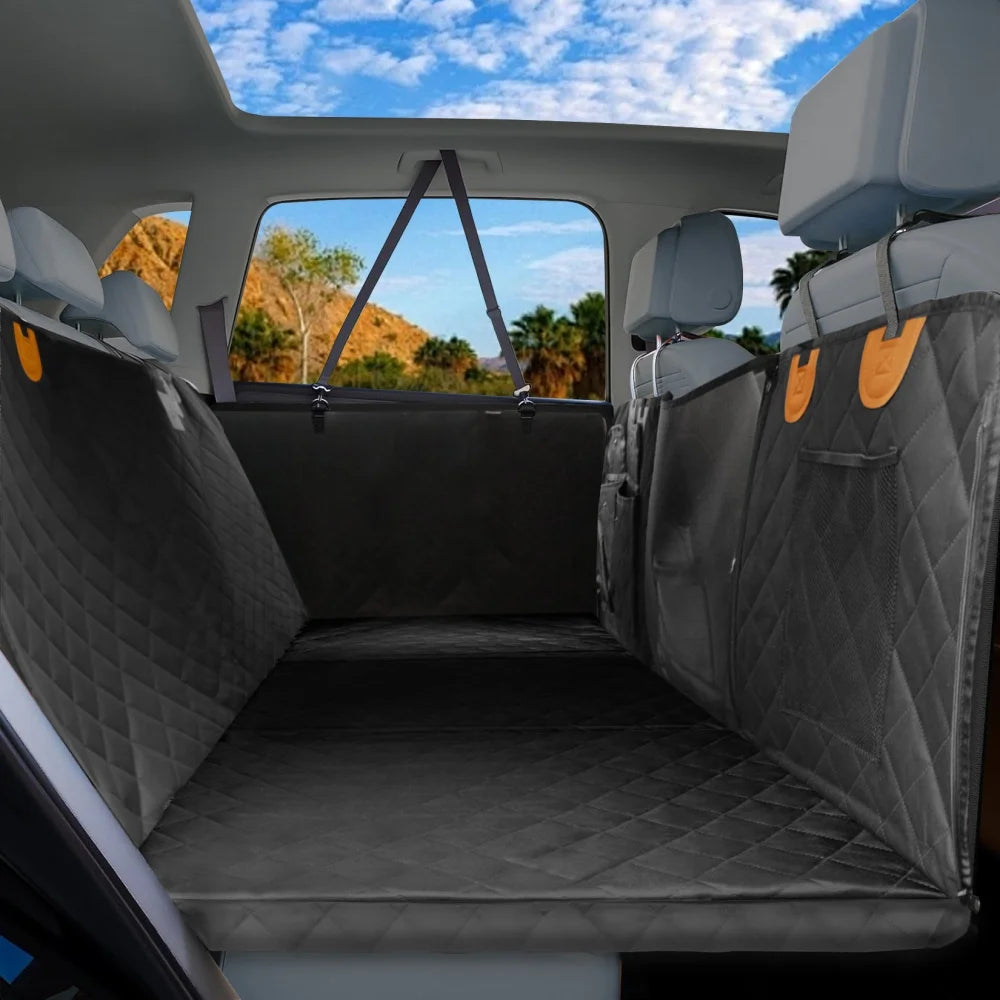 Borwart Waterproof Dog Car Seat Cover With Mesh Storage Pockets