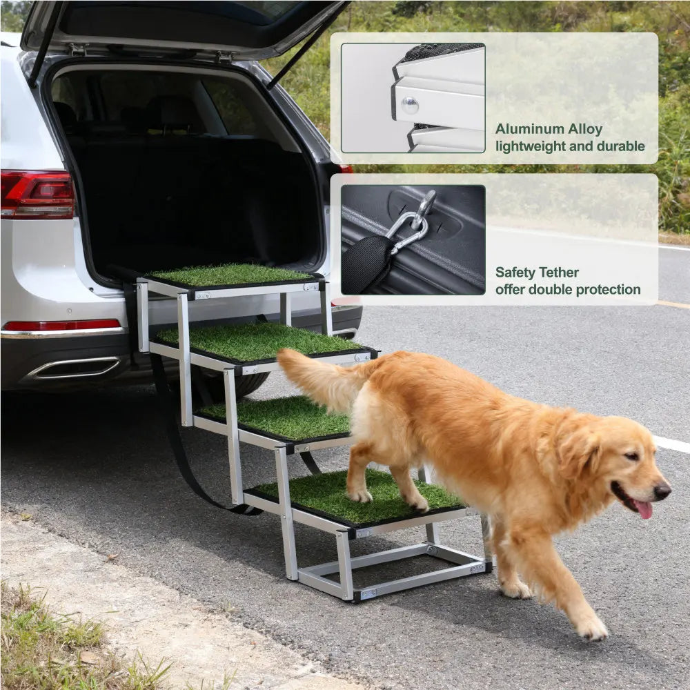 Dog Car Stair 4 Step Folding Aluminum 250 Lbs Capacity