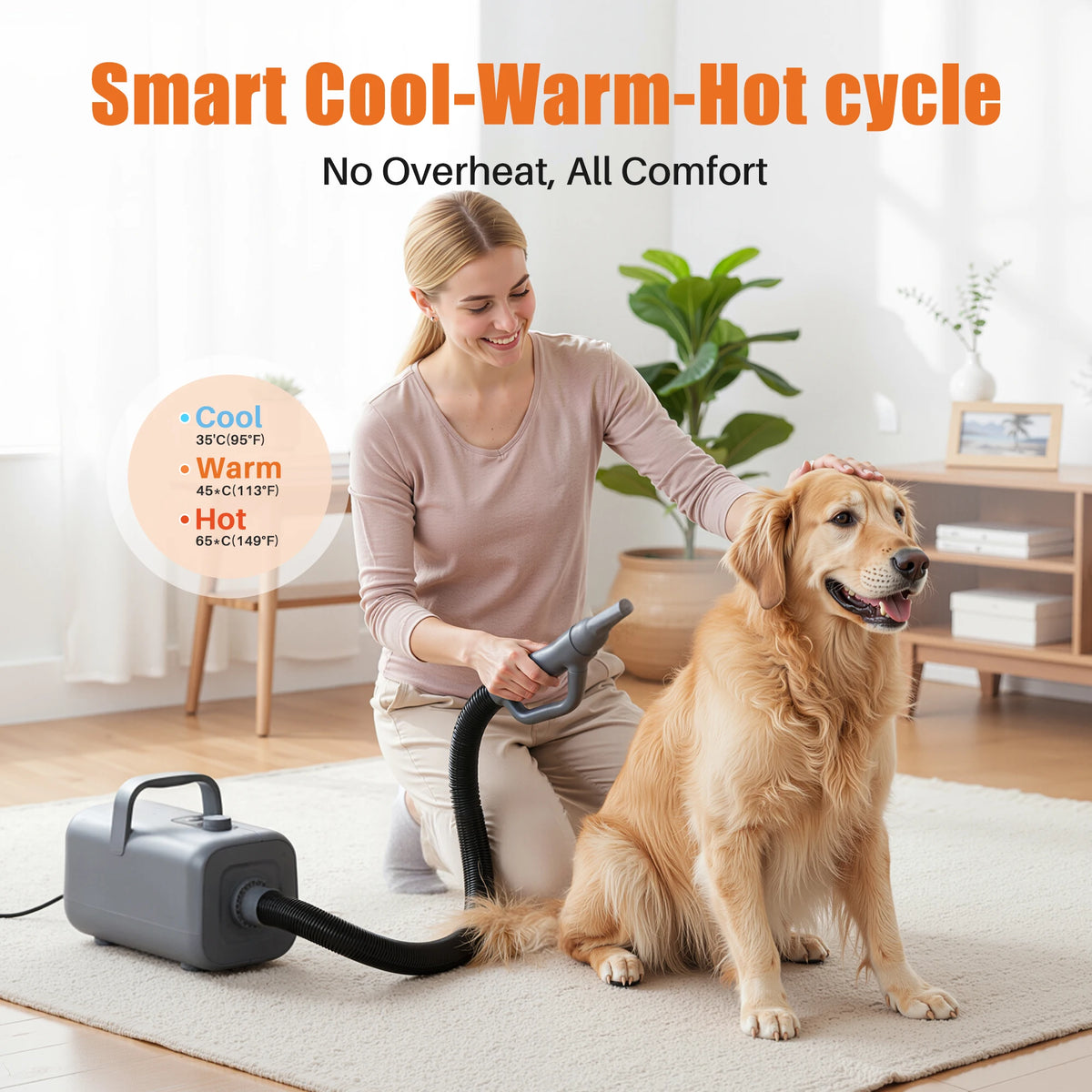JHK Pet Grooming Vacuum Dryer Kit With Adjustable Heat