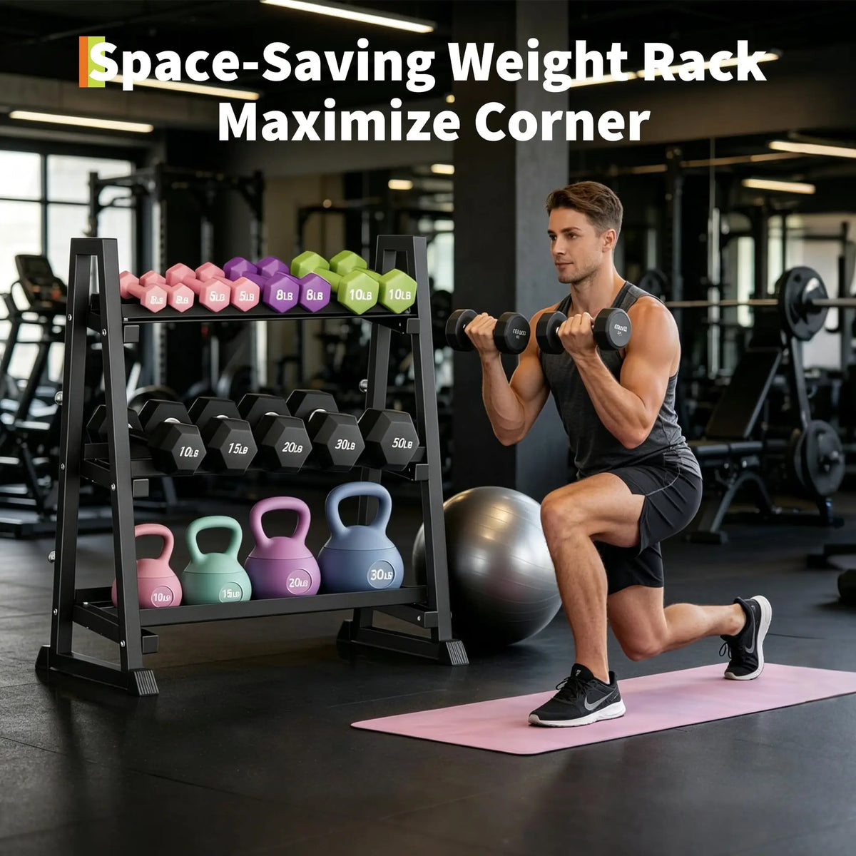 HiMiss Reinforced Dumbbell Rack For Home Gym Weight Storage
