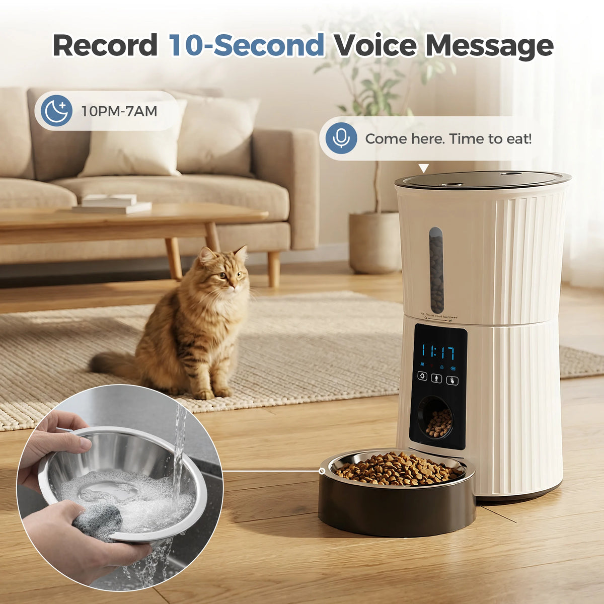 JHK WiFi Automatic Cat Feeder With App Control Dual Power