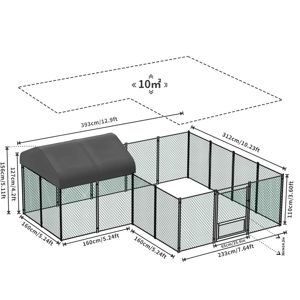 BORWART Heavy Duty Walk In Chicken Coop Run For Poultry