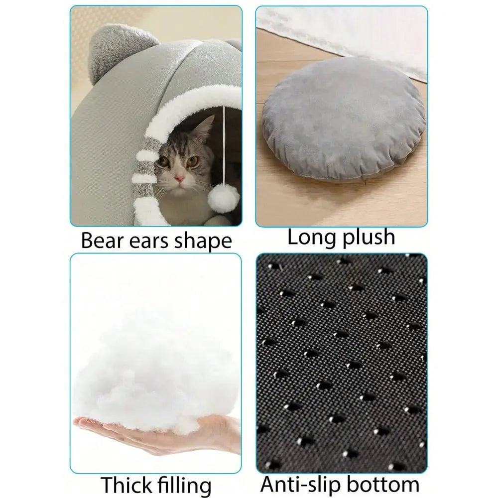 Washable Cat Bed for Indoor Cats with Anti Slip Base