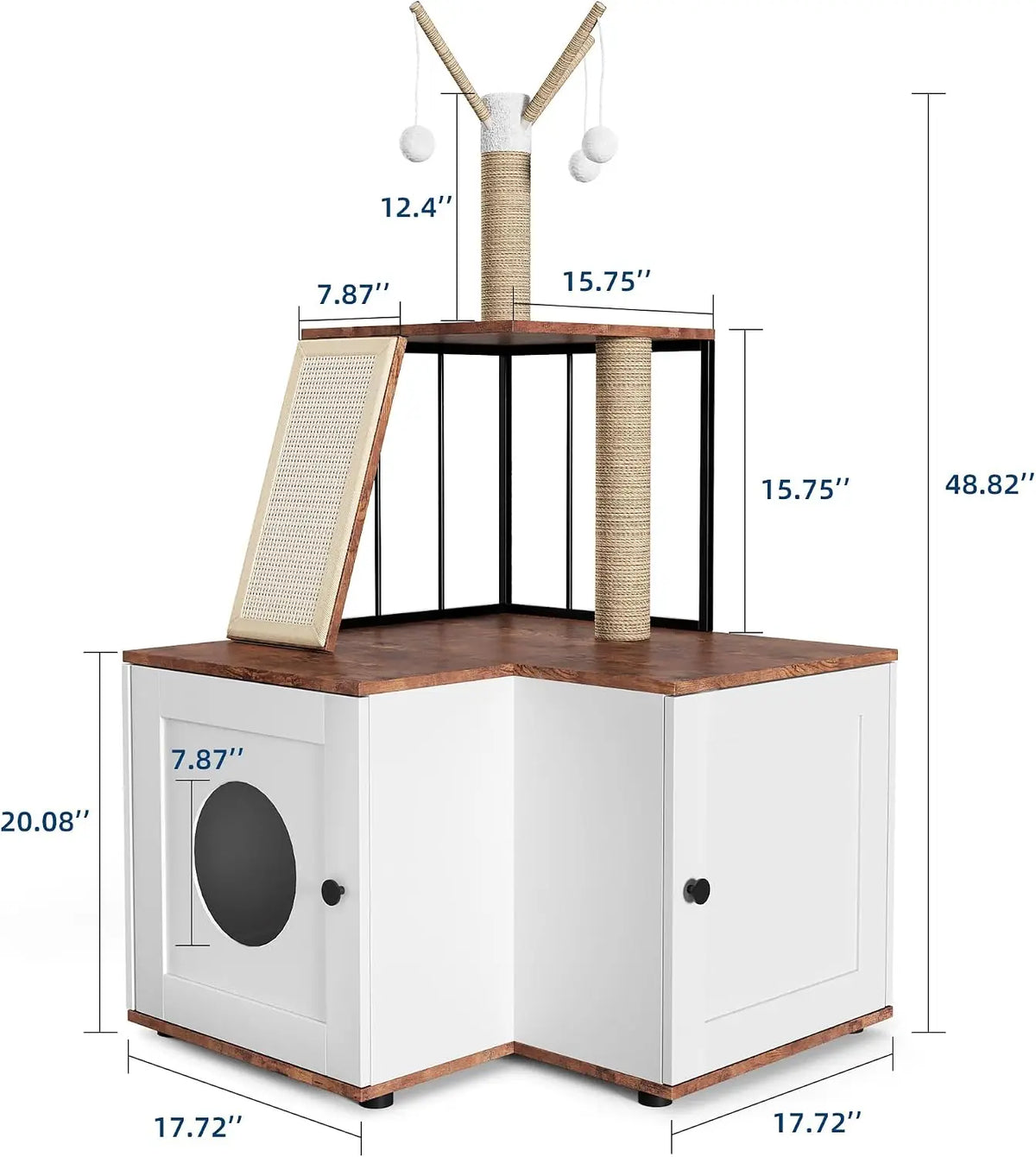Garvee Wood Cat Corner Activity Tree Scratching Post Storage Cabinet