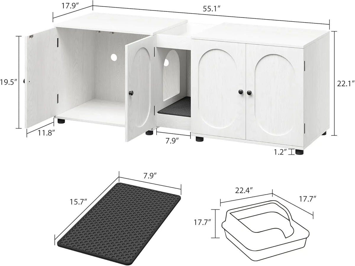 Studyset Double Litter Box Enclosure Furniture With Rattan Doors