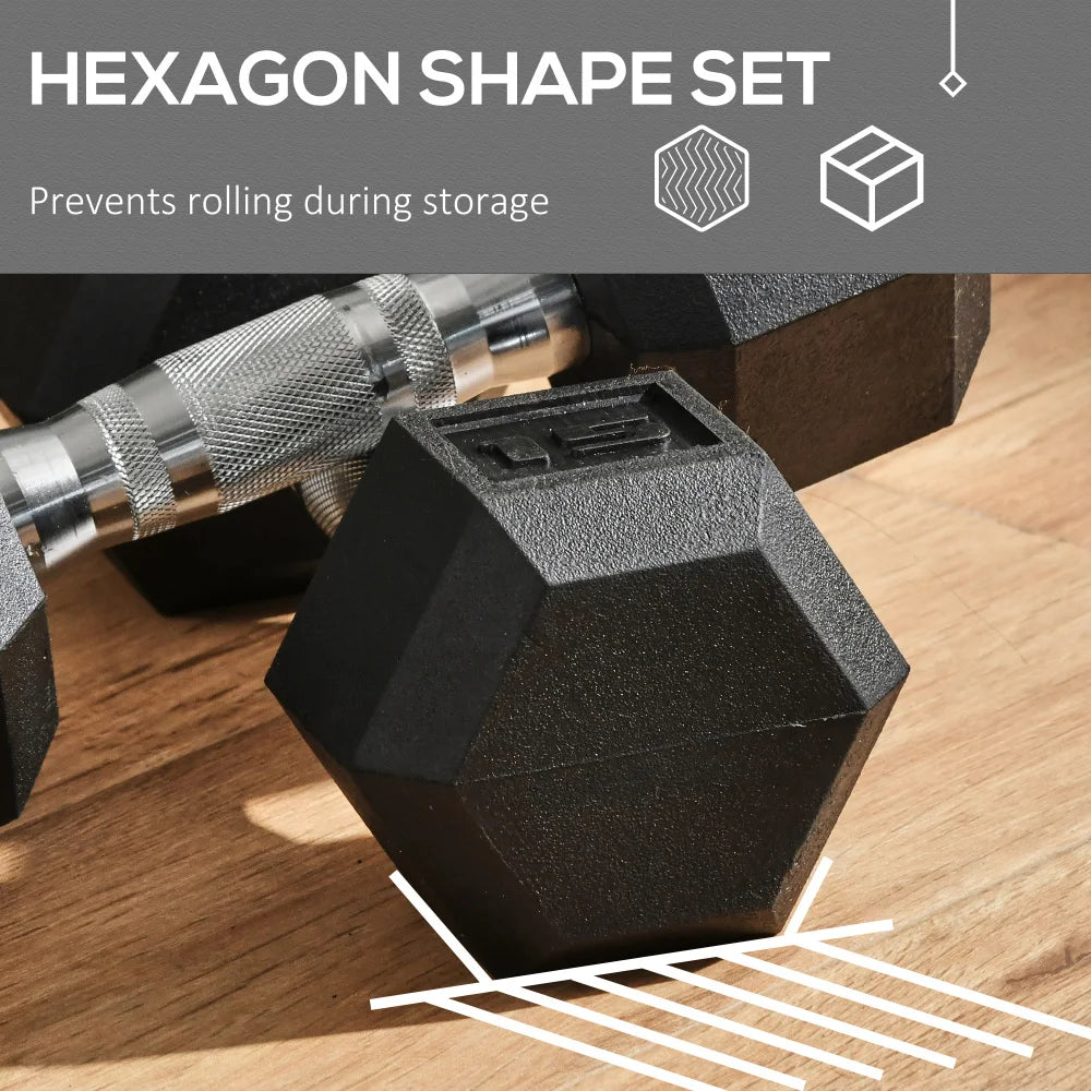 Hex Rubber Dumbbell Set Anti Roll Handle For Home Gym