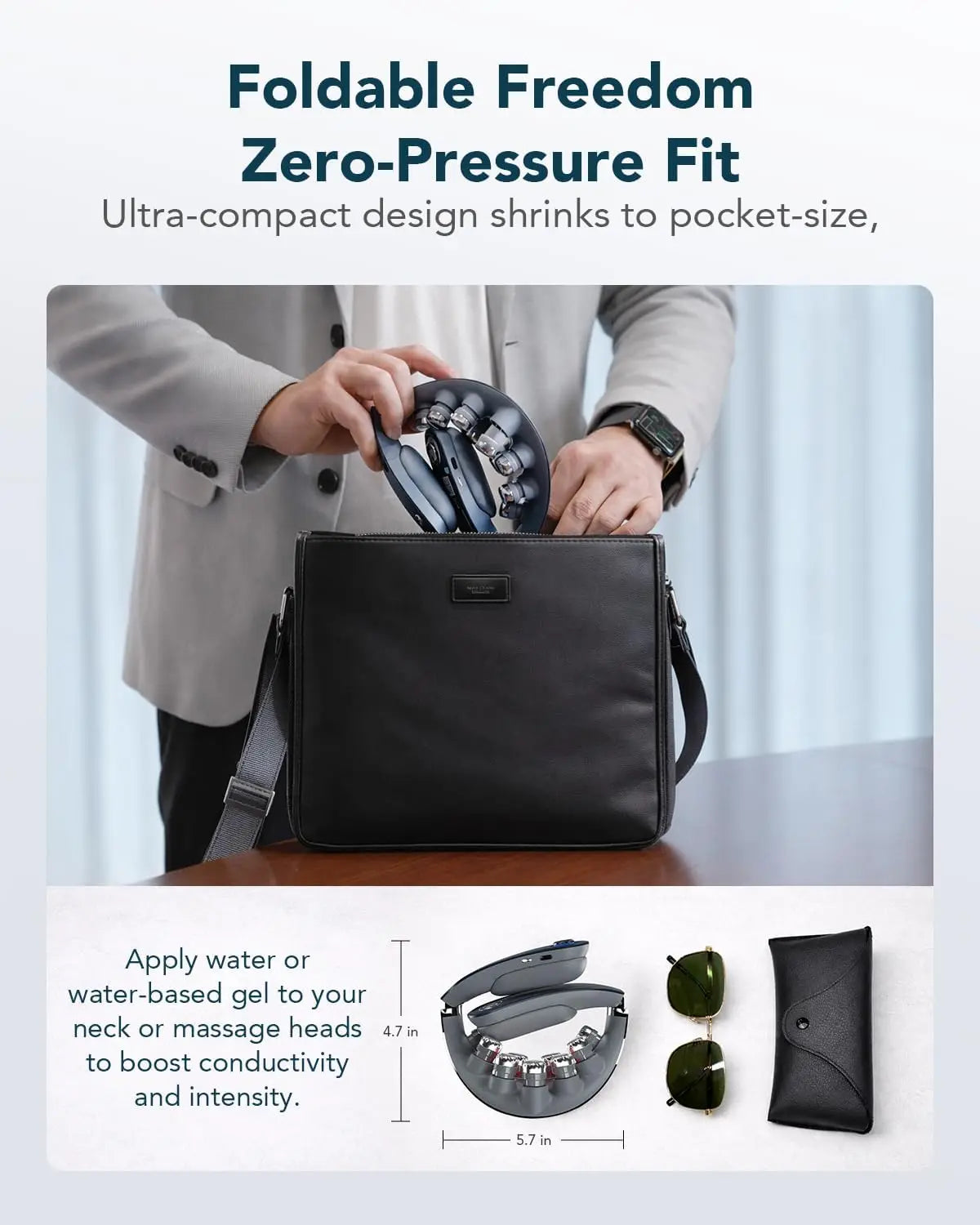 Foldable Cordless Neck Massager For Deep Tissue Muscle Relief