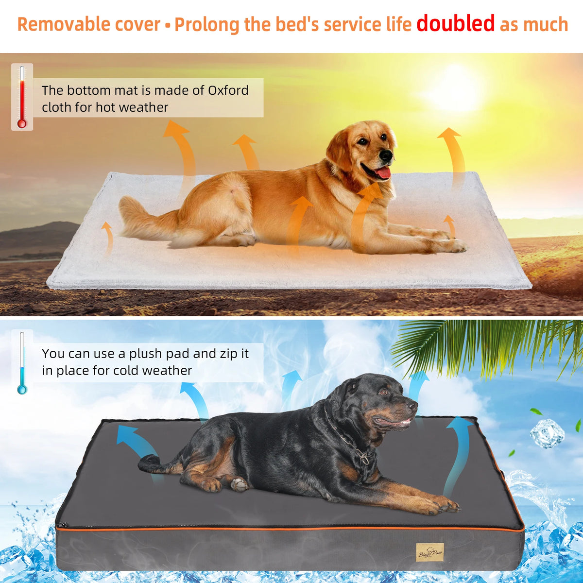 Bingopaw Orthopedic Dog Bed With Removable Washable Cover