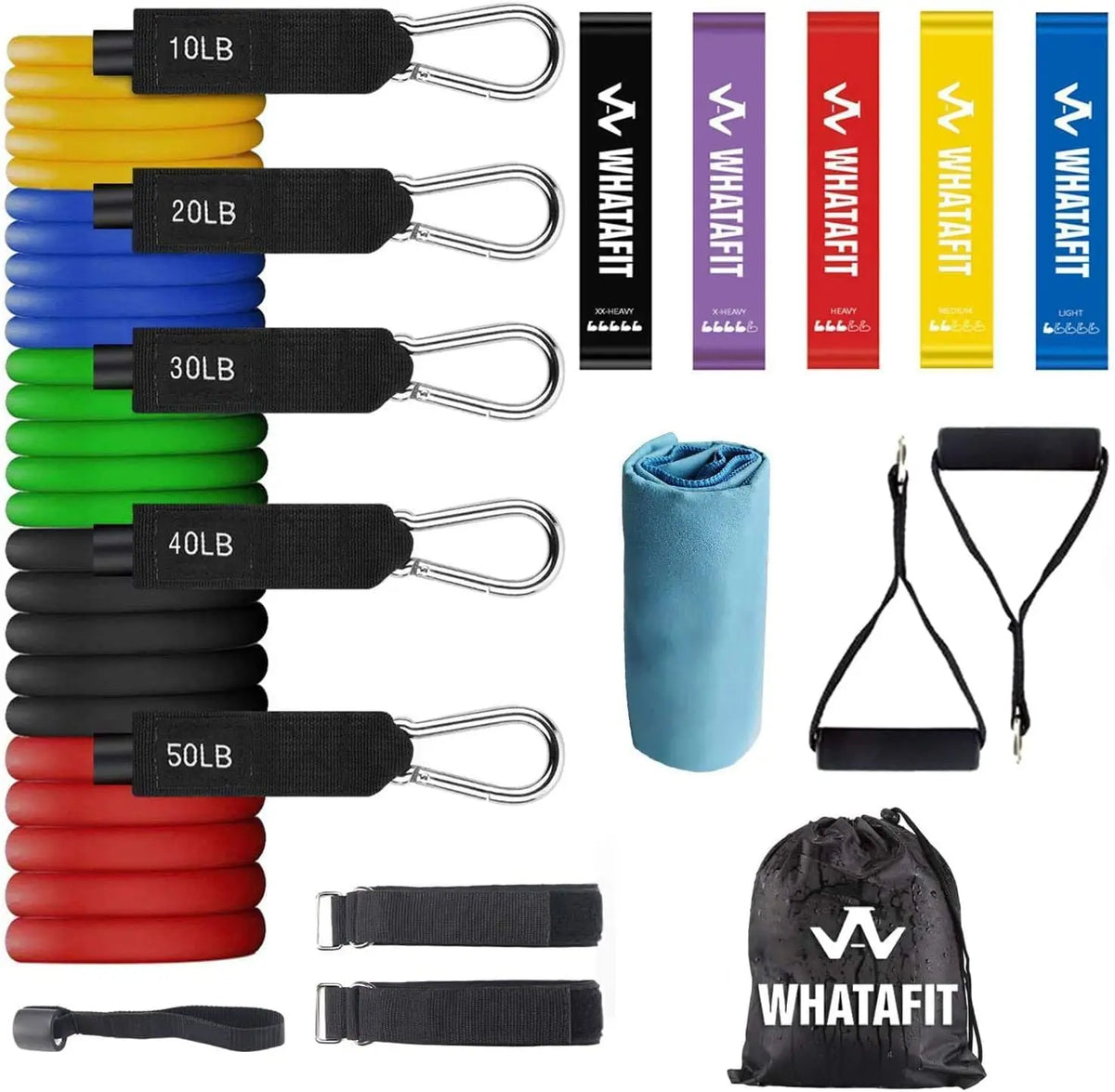 Whatafit Resistance Bands With Handles Door Anchor and Ankle Straps