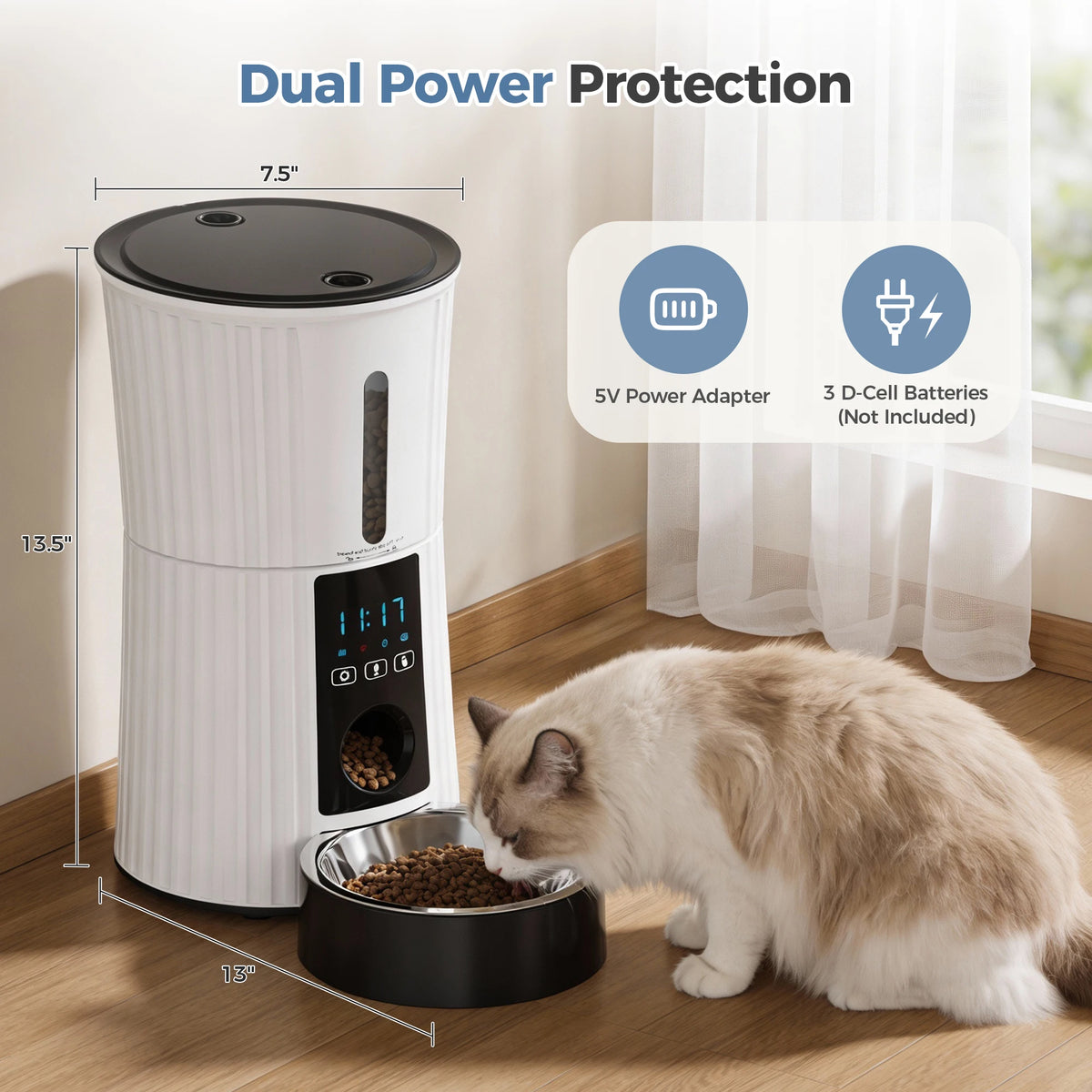 JHK WiFi Automatic Cat Feeder With App Control Dual Power