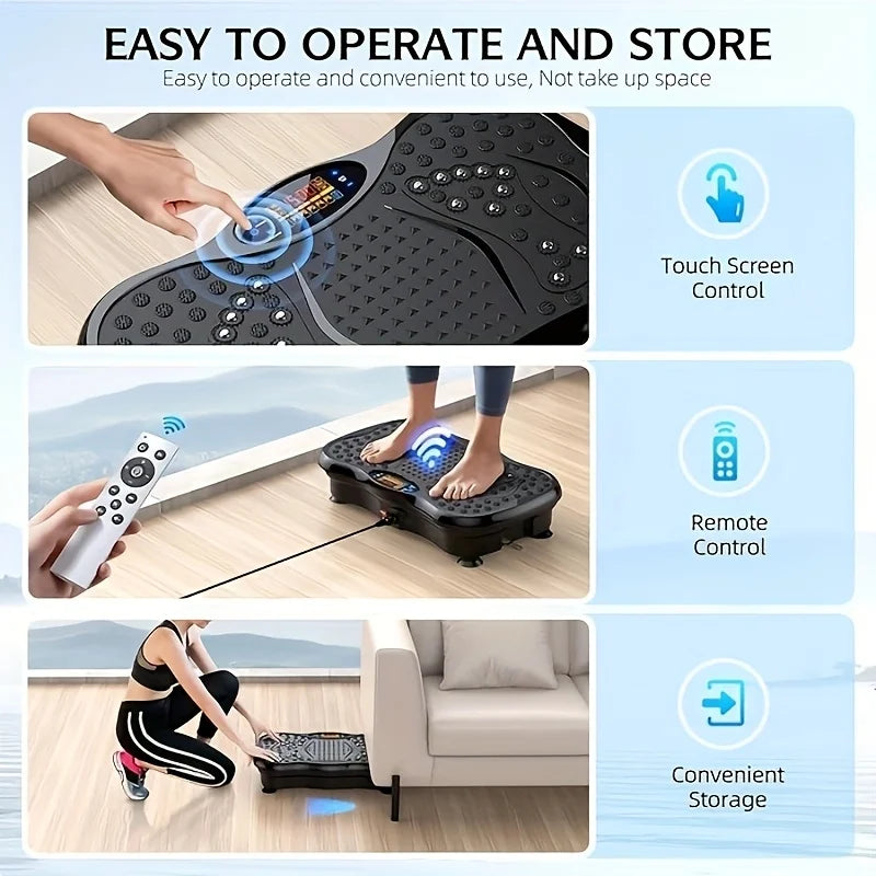 BZEQ Compact Vibration Platform With Resistance Bands Workout