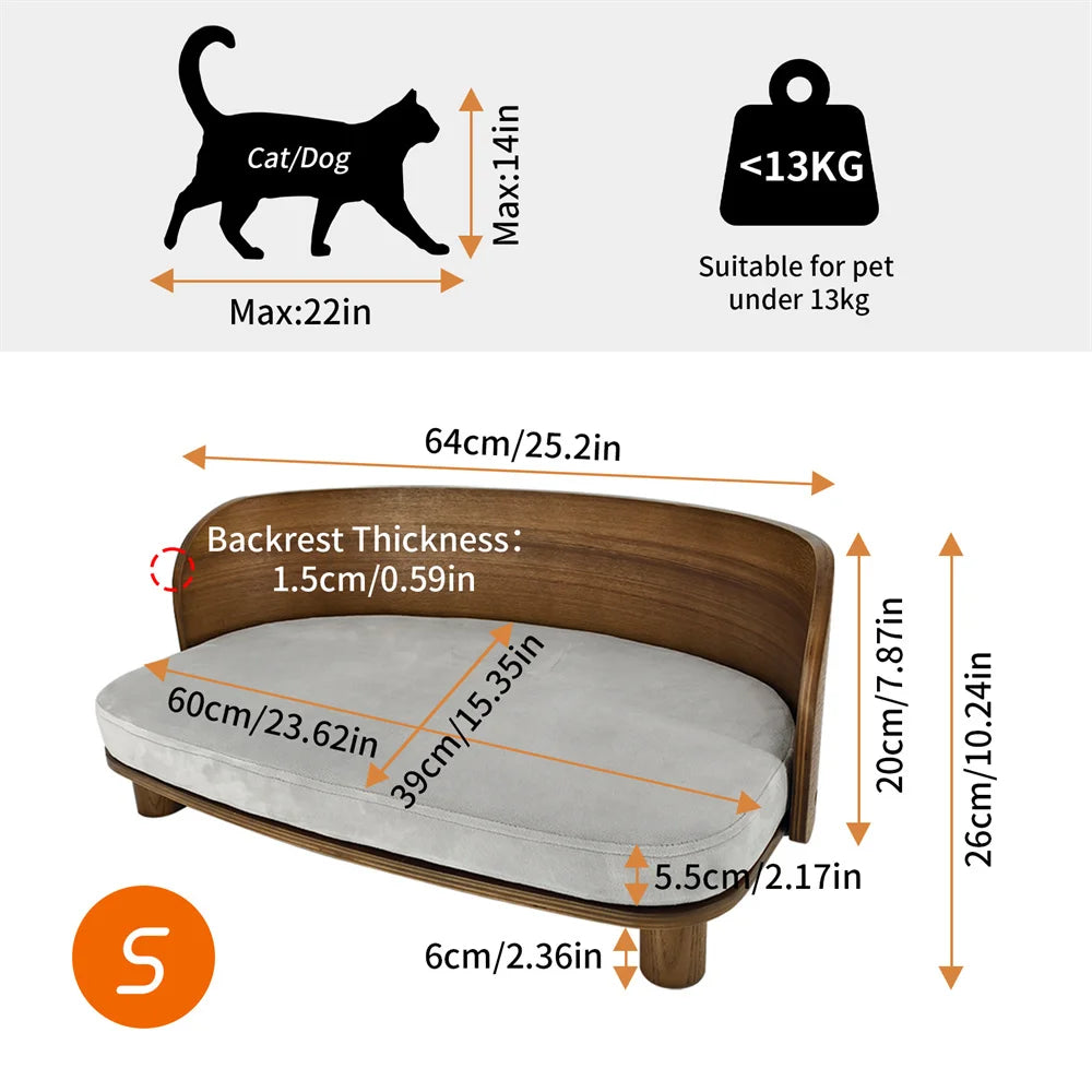 Borwart Elevated Pet Sofa Wooden Bed Cushion Suitable For Pets