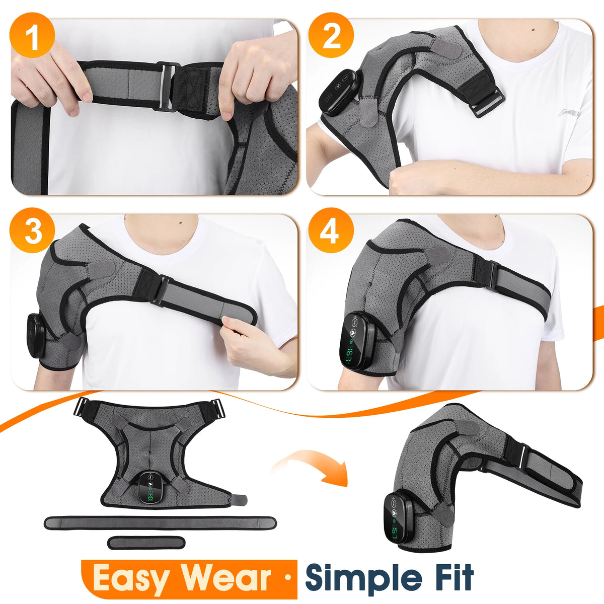 Hailicare Cordless Heating Shoulder Massager With Vibration Support Belt